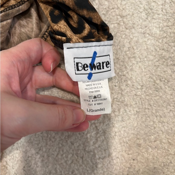 Vintage leopard print halter midi dress, backless - Picture 4 of 4